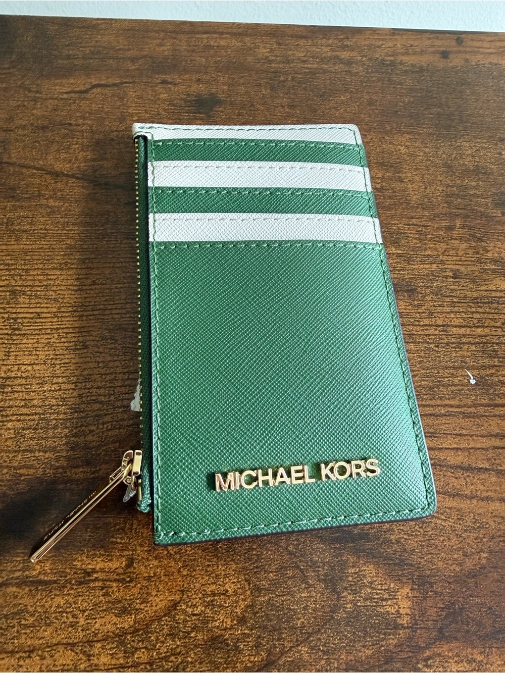 MICHAEL Michael Kors Green and White Card Wallet